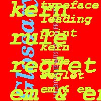 Books showing typographical 
keywords